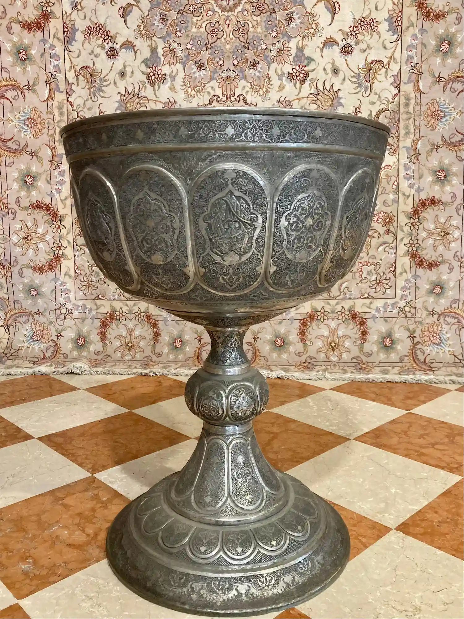 Persian engraved holy water vessel